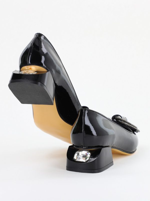 Pantofi cu Toc Eleganti din Piele Ecologica Texturată culoare Negru lucios - BS155BA2401518 123