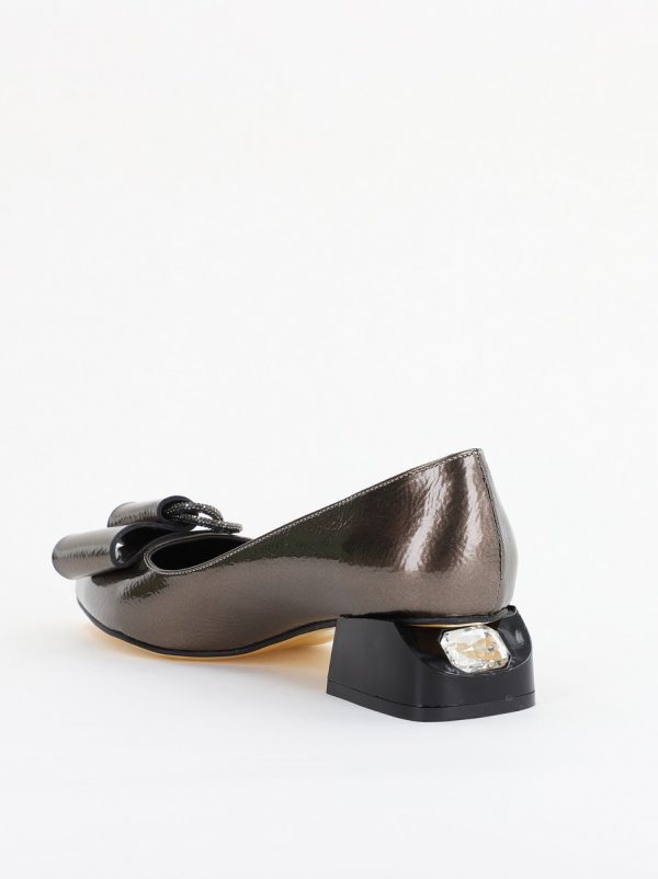 Pantofi cu Toc Eleganti din Piele Ecologica Texturată culoare Platina lucios - BS155BA2401517 122