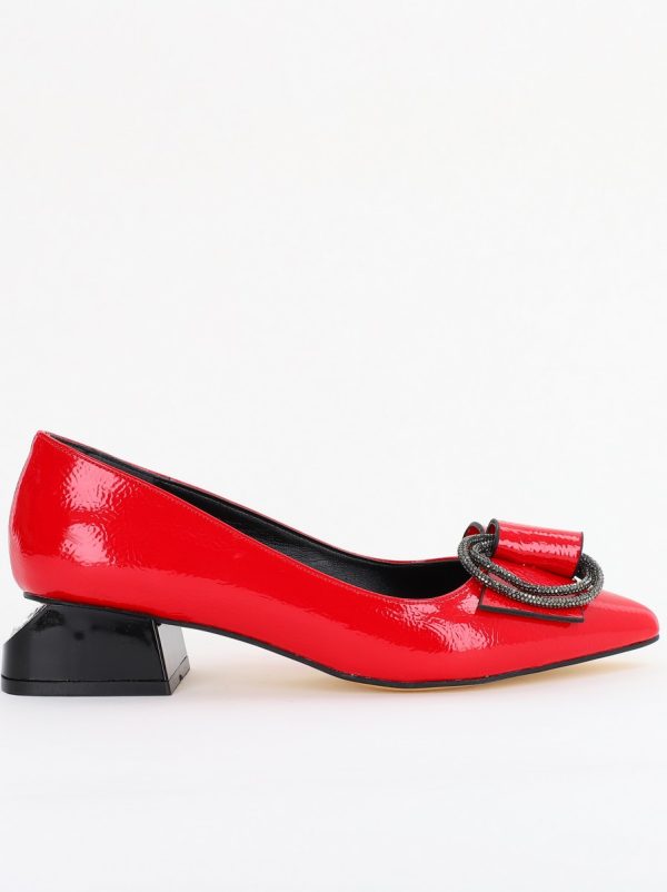 Pantofi cu Toc Eleganti din Piele Ecologica Texturată culoare Rosu lucios - BS155BA2401514 119