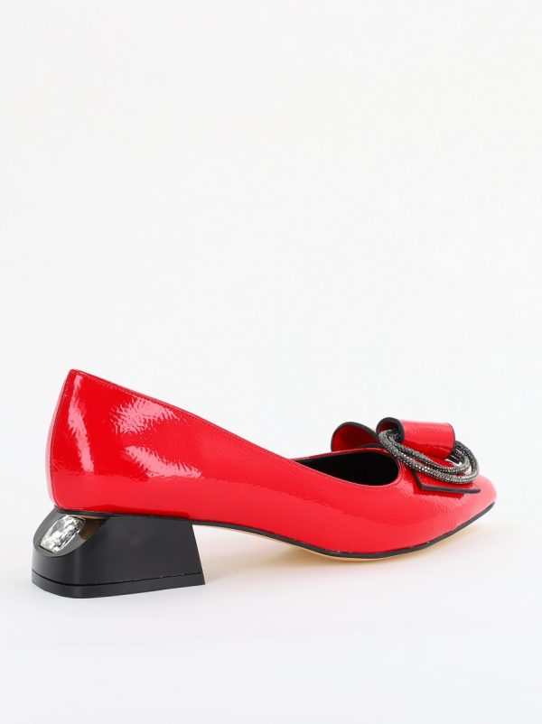 Pantofi cu Toc Eleganti din Piele Ecologica Texturată culoare Rosu lucios - BS155BA2401514 121