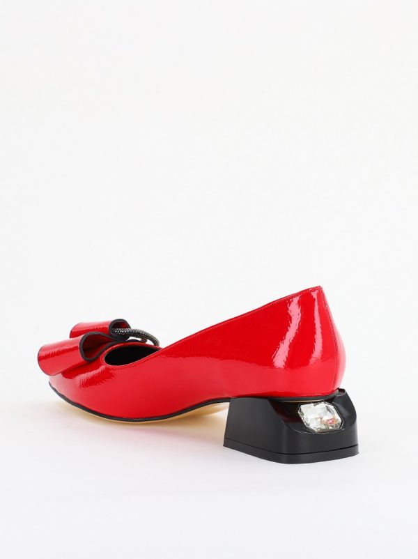 Pantofi cu Toc Eleganti din Piele Ecologica Texturată culoare Rosu lucios - BS155BA2401514 122
