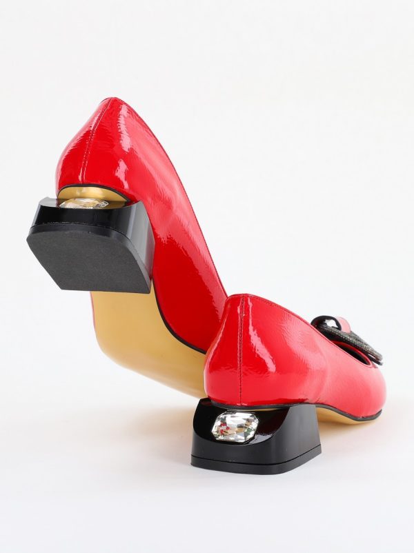 Pantofi cu Toc Eleganti din Piele Ecologica Texturată culoare Rosu lucios - BS155BA2401514 123