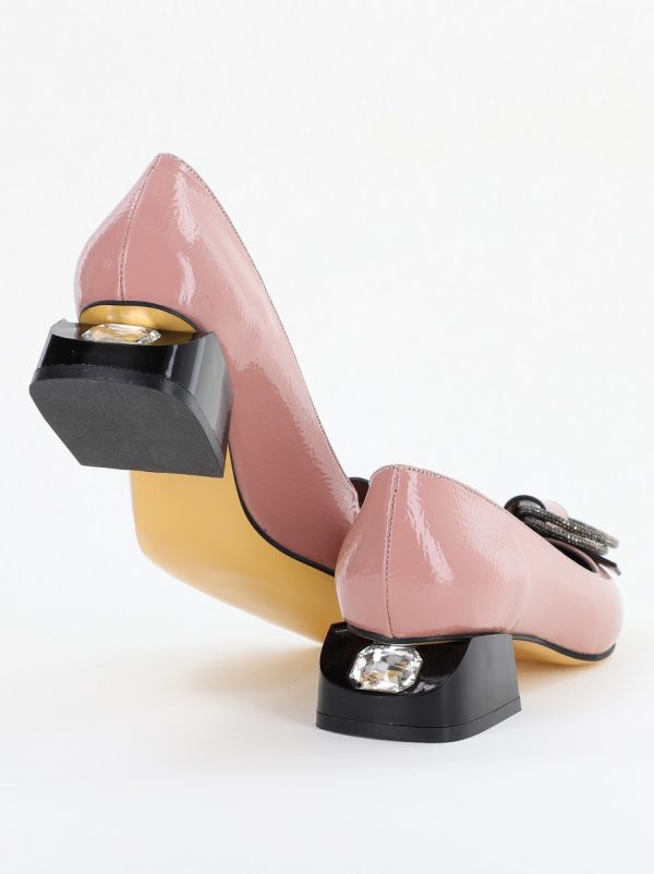 Pantofi cu Toc Eleganti din Piele Ecologica Texturată culoare Roz lucios - BS155BA2401512 123