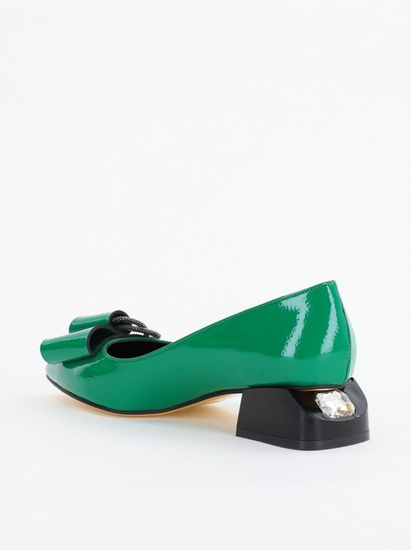 Pantofi cu Toc Eleganti din Piele Ecologica Texturată culoare Verde lucios - BS155BA2401515 122