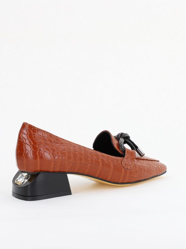 Pantofi cu Toc Eleganti din Piele Ecologica Texturată Maro - BS156CBA2401505 121