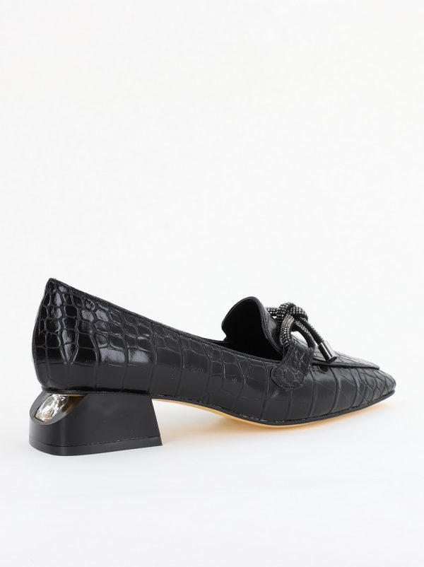 Pantofi cu Toc Eleganti din Piele Ecologica Texturată Negru - BS156CBA2401502 121
