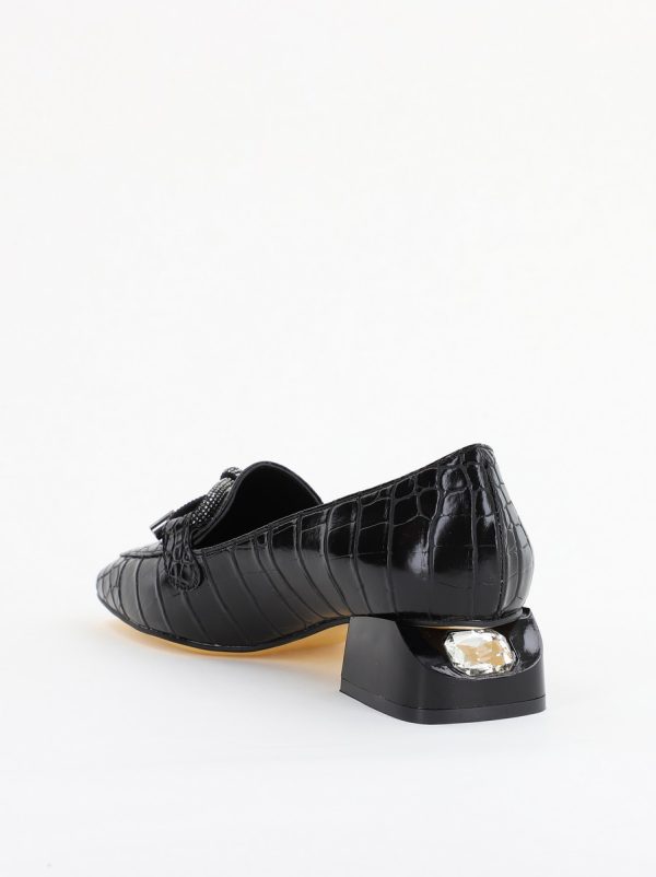 Pantofi cu Toc Eleganti din Piele Ecologica Texturată Negru - BS156CBA2401502 122