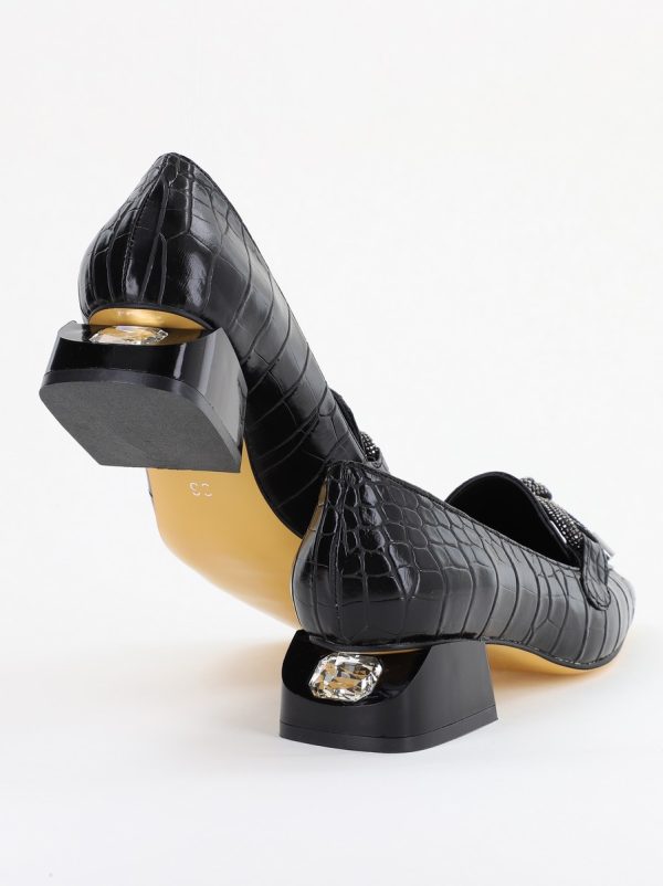 Pantofi cu Toc Eleganti din Piele Ecologica Texturată Negru - BS156CBA2401502 123