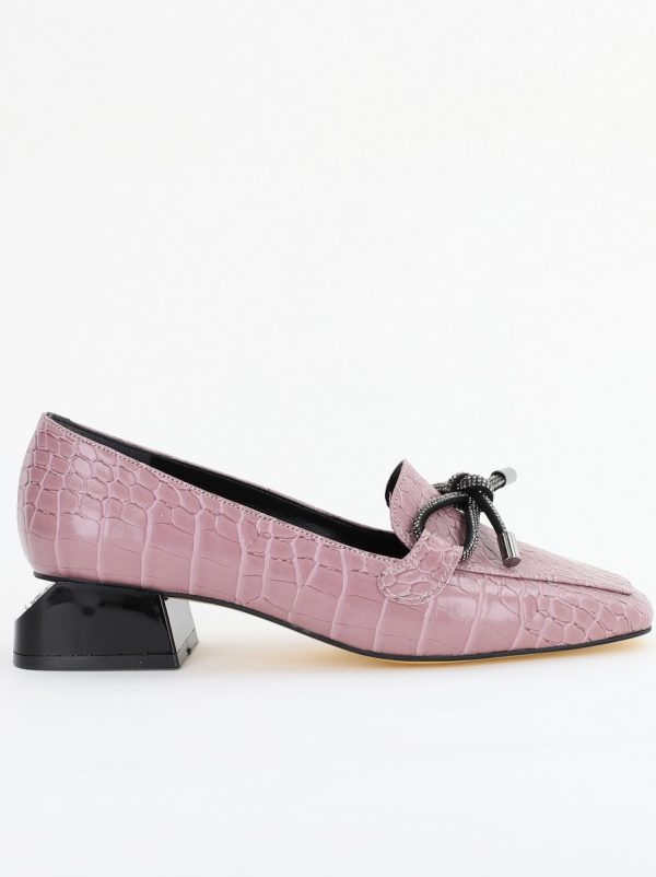 Pantofi cu Toc Eleganti din Piele Ecologica Texturată Roz - BS156CBA2401503 119