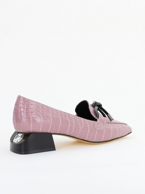 Pantofi cu Toc Eleganti din Piele Ecologica Texturată Roz - BS156CBA2401503 121