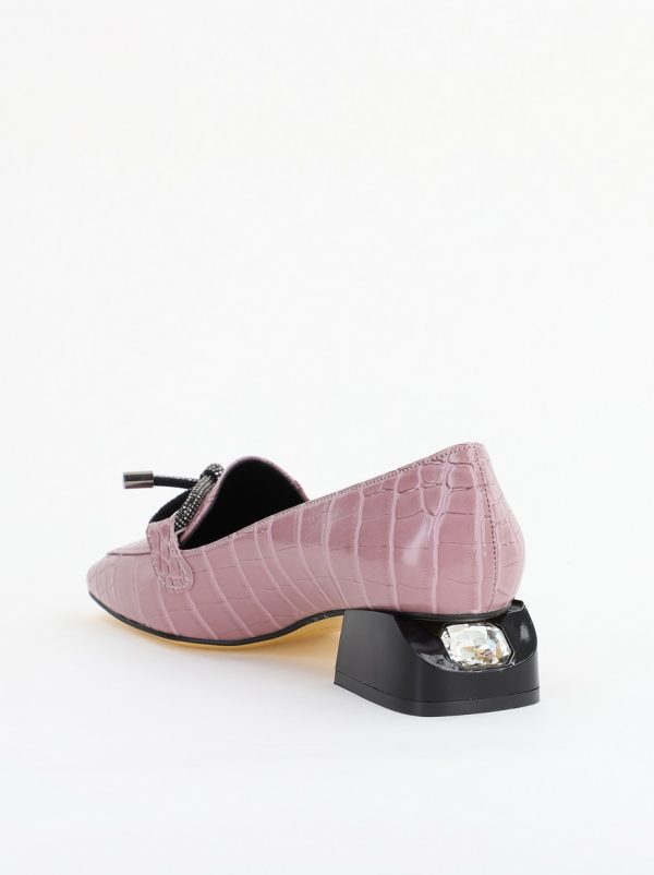 Pantofi cu Toc Eleganti din Piele Ecologica Texturată Roz - BS156CBA2401503 122