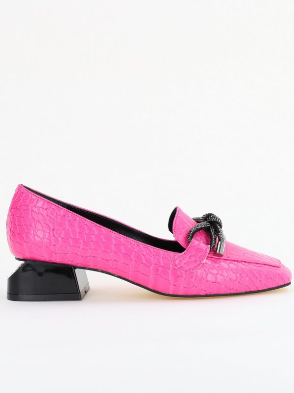 Pantofi cu Toc Eleganti din Piele Ecologica Texturată Roz Fuchsia - BS156CBA2401509 119