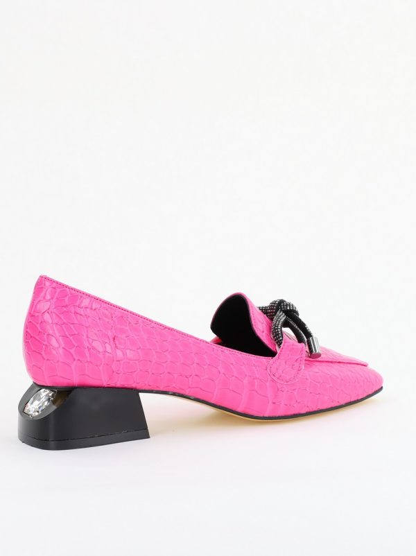 Pantofi cu Toc Eleganti din Piele Ecologica Texturată Roz Fuchsia - BS156CBA2401509 121