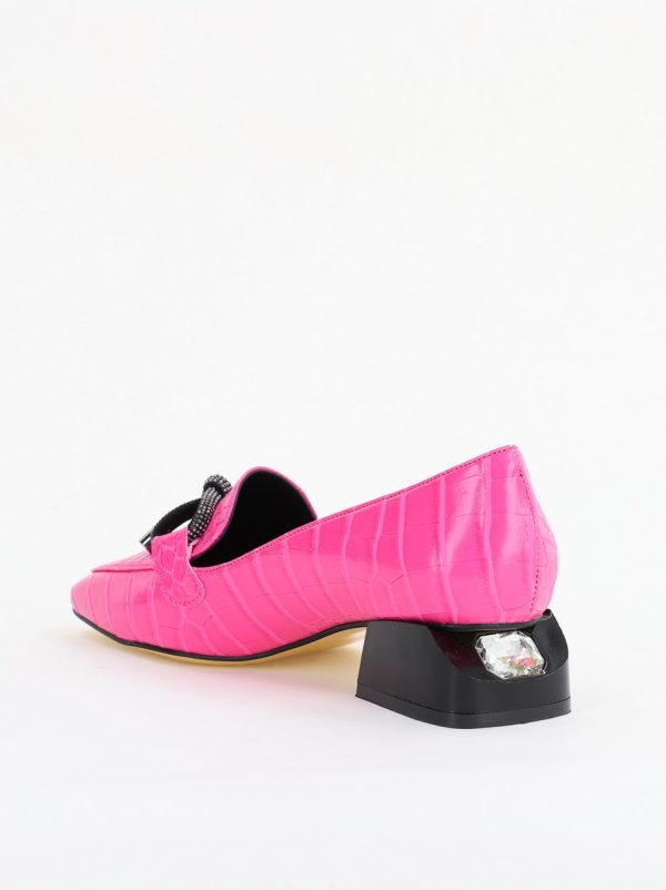 Pantofi cu Toc Eleganti din Piele Ecologica Texturată Roz Fuchsia - BS156CBA2401509 122