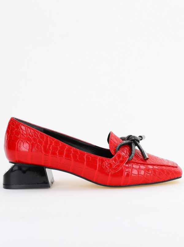 Pantofi cu Toc Eleganti din Piele Ecologica Texturată Rosu - BS156CBA2401504 119
