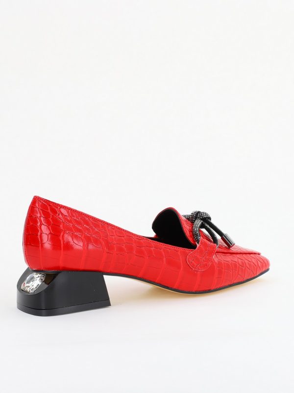 Pantofi cu Toc Eleganti din Piele Ecologica Texturată Rosu - BS156CBA2401504 121