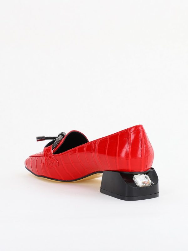 Pantofi cu Toc Eleganti din Piele Ecologica Texturată Rosu - BS156CBA2401504 122