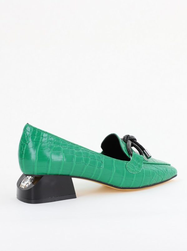 Pantofi cu Toc Eleganti din Piele Ecologica Texturată Verde - BS156CBA2401506 121