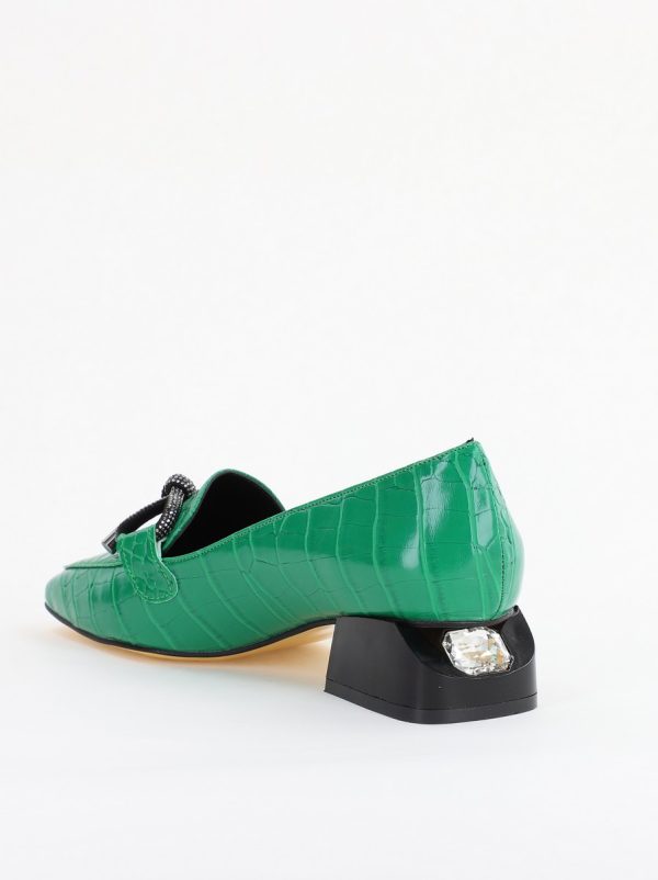 Pantofi cu Toc Eleganti din Piele Ecologica Texturată Verde - BS156CBA2401506 122
