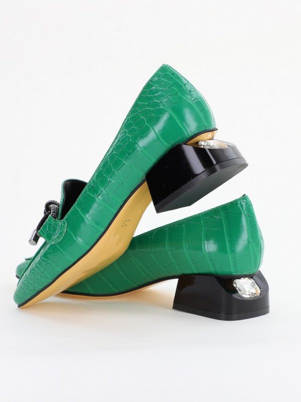 Pantofi cu Toc Eleganti din Piele Ecologica Texturată Verde - BS156CBA2401506 124