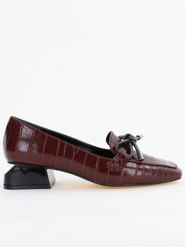 Pantofi cu Toc Eleganti din Piele Ecologica Texturată Vișiniu - BS156CBA2401511 119