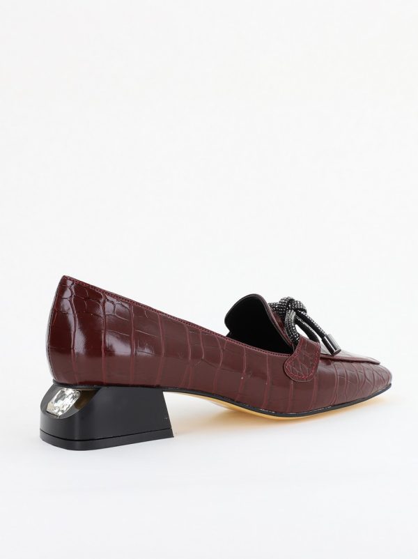 Pantofi cu Toc Eleganti din Piele Ecologica Texturată Vișiniu - BS156CBA2401511 121