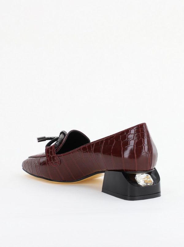 Pantofi cu Toc Eleganti din Piele Ecologica Texturată Vișiniu - BS156CBA2401511 122
