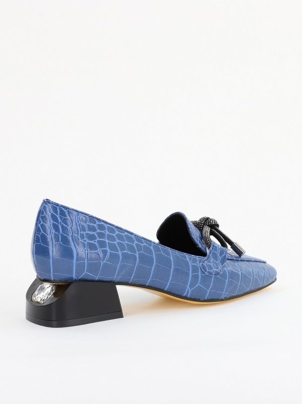 Pantofi cu Toc Eleganti din Piele Ecologica Texturată Albastru - BS156CBA2401513 121