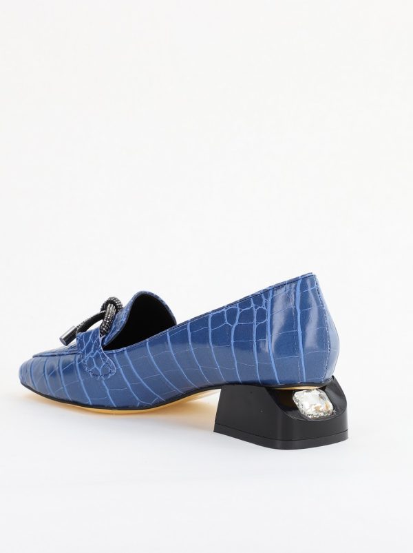 Pantofi cu Toc Eleganti din Piele Ecologica Texturată Albastru - BS156CBA2401513 122