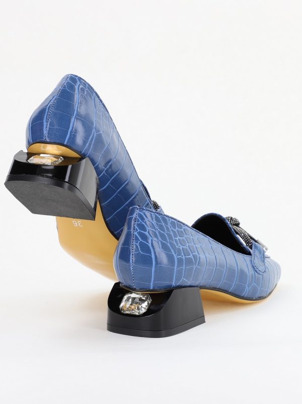 Pantofi cu Toc Eleganti din Piele Ecologica Texturată Albastru - BS156CBA2401513 123