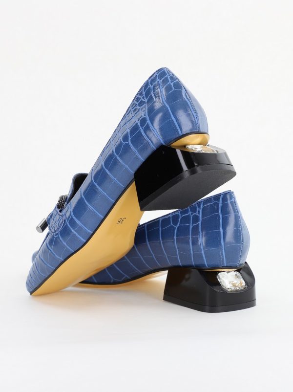 Pantofi cu Toc Eleganti din Piele Ecologica Texturată Albastru - BS156CBA2401513 124