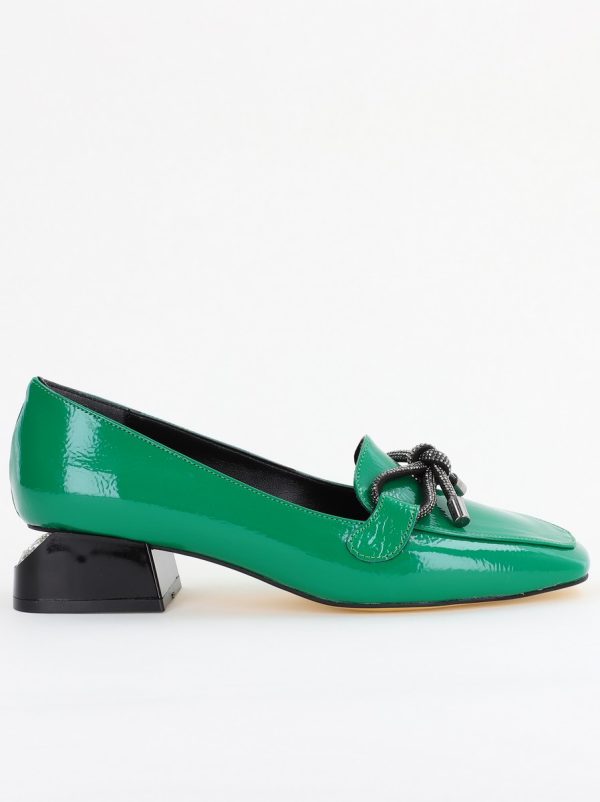 Pantofi cu Toc jos Eleganti din Piele Ecologica Verde - BS156BA2401501 120