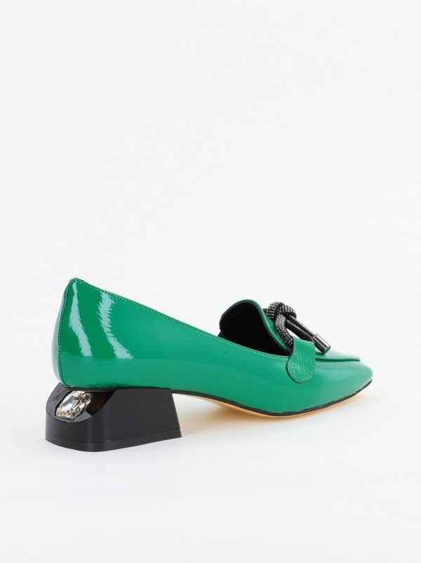 Pantofi cu Toc jos Eleganti din Piele Ecologica Verde - BS156BA2401501 122