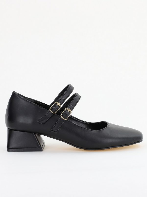 Pantofi cu Toc Jos din Piele Ecologica culoare Negru Mat- BS26AY2401586 119