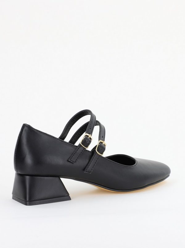 Pantofi cu Toc Jos din Piele Ecologica culoare Negru Mat- BS26AY2401586 121