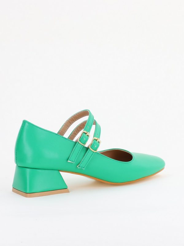 Pantofi cu Toc Jos din Piele Ecologica culoare Verde - BS26AY2401582 121