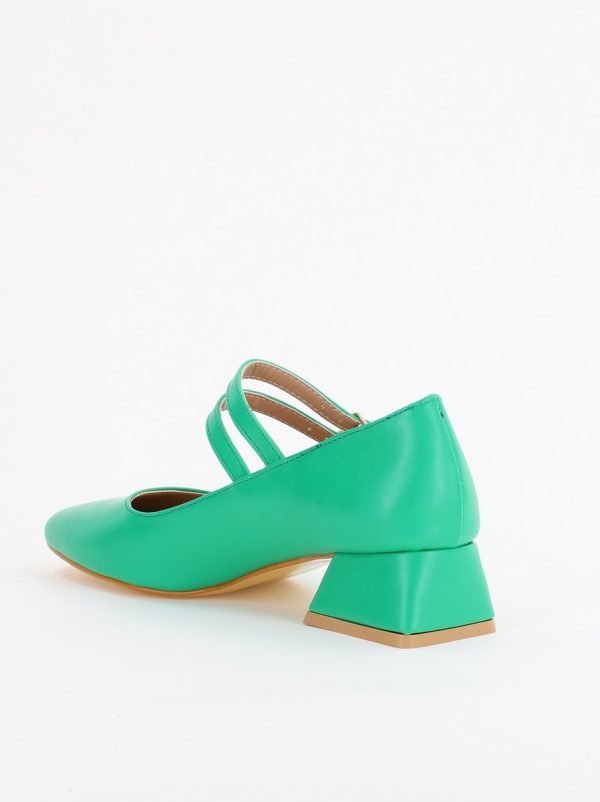 Pantofi cu Toc Jos din Piele Ecologica culoare Verde - BS26AY2401582 122