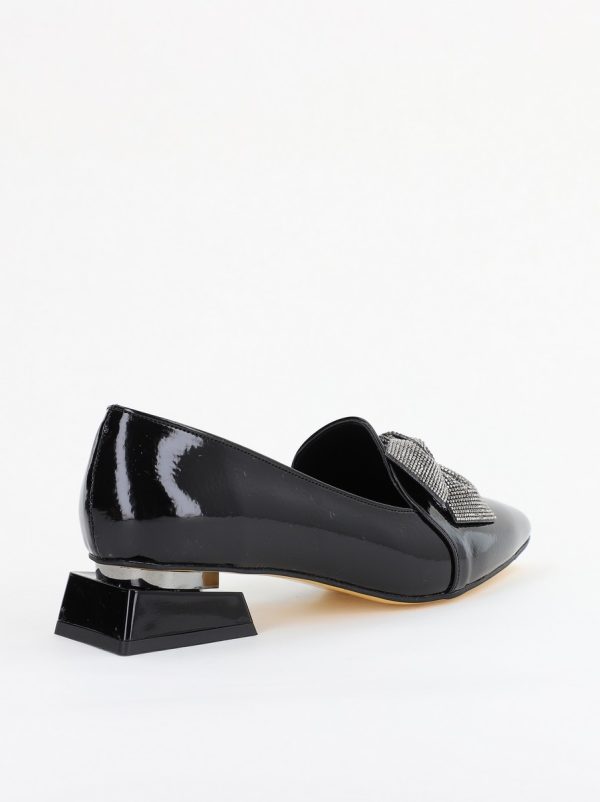 Pantofi cu Toc Jos Eleganti cu Fundita din Piele Ecologica culoare Negru(BS162BA2401524) 124