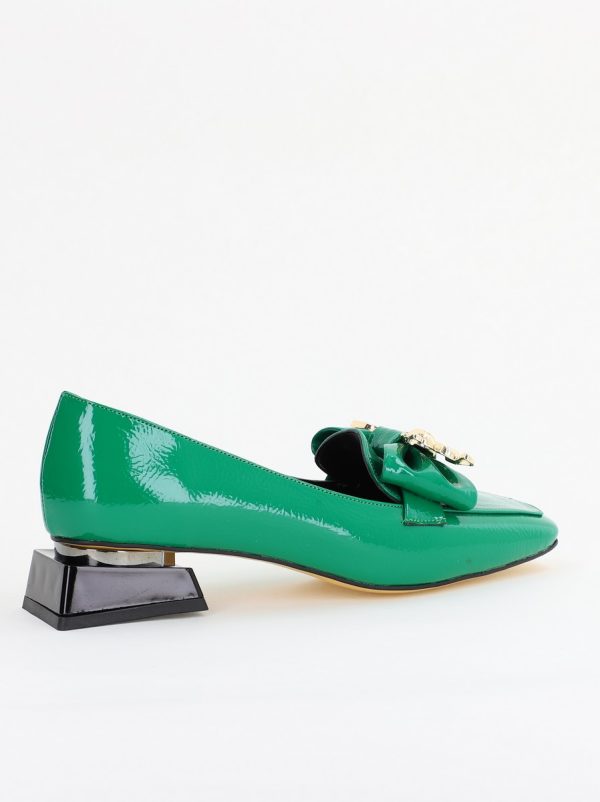 Pantofi cu Toc jos Eleganti din Piele Ecologica Verde - BS161BA2401520 125