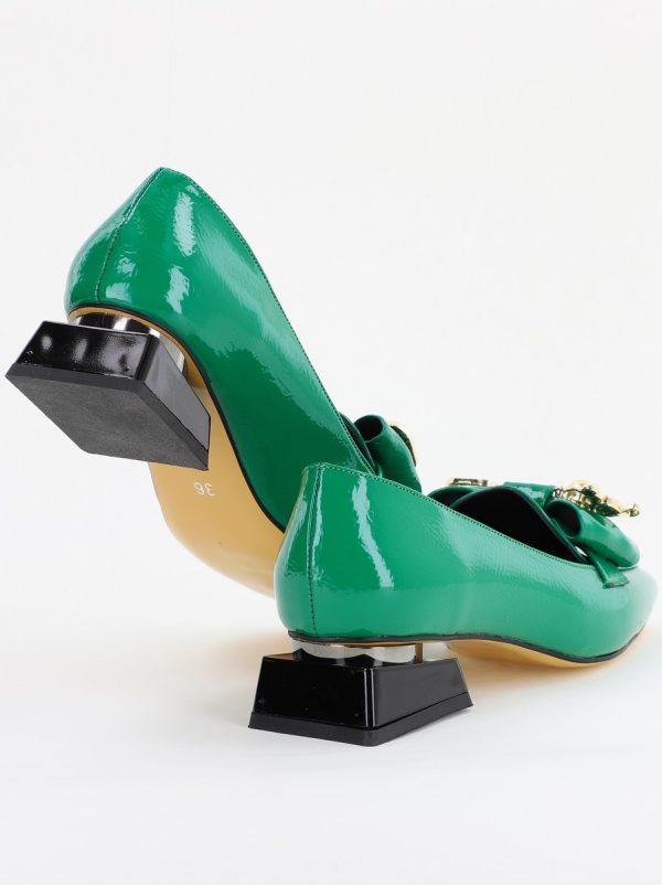 Pantofi cu Toc jos Eleganti din Piele Ecologica Verde - BS161BA2401520 120