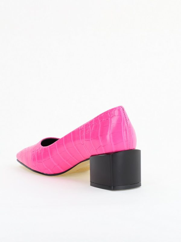 Pantofi cu Toc Mic din Piele Ecologica Texturata culoare Fuchsia- BS127CAY2401544 122
