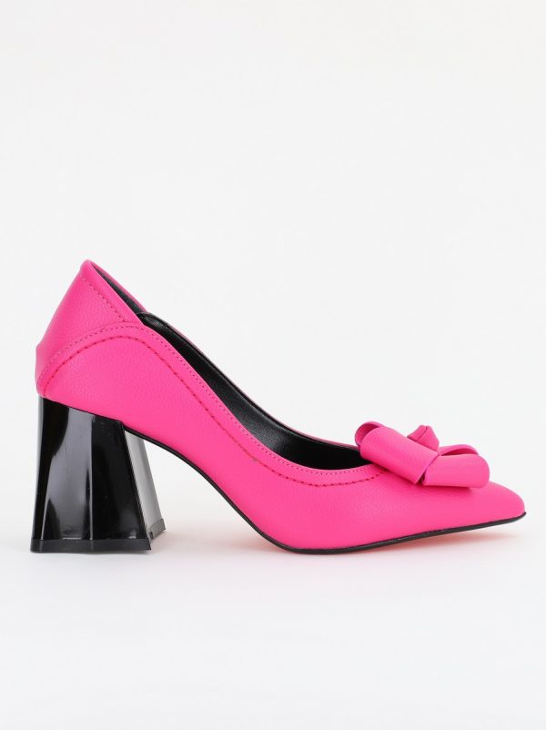 Pantofi Damă cu Toc din Piele Ecologică cu fundiță fuchsia (BS2000D2401600) 120