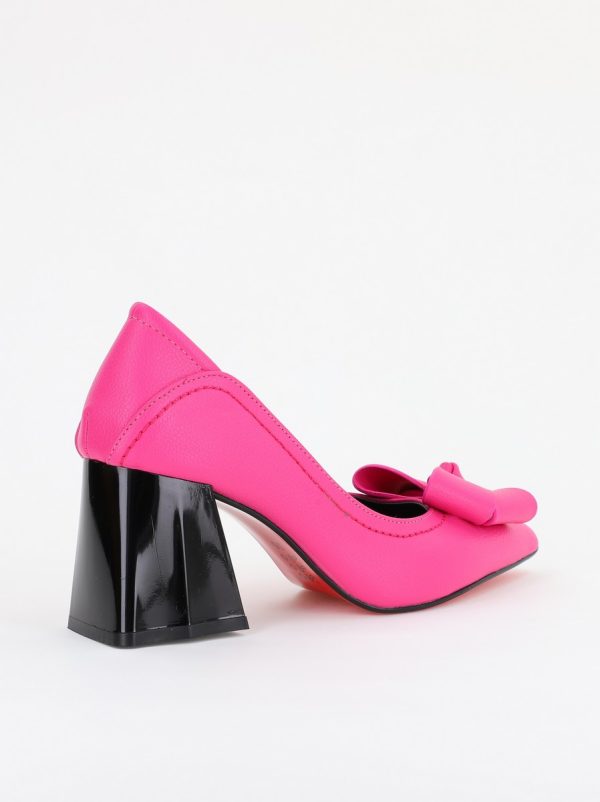 Pantofi Damă cu Toc din Piele Ecologică cu fundiță fuchsia (BS2000D2401600) 121