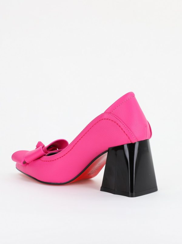 Pantofi Damă cu Toc din Piele Ecologică cu fundiță fuchsia (BS2000D2401600) 122