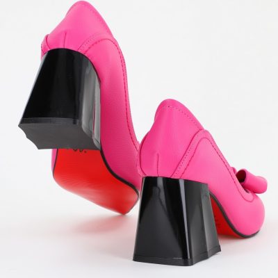 Pantofi Damă cu Toc din Piele Ecologică cu fundiță fuchsia (BS2000D2401600)