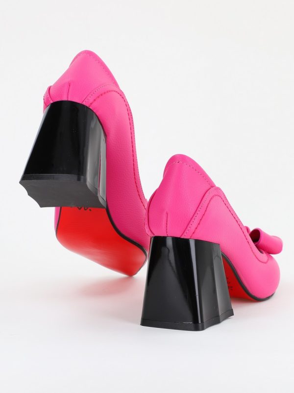 Pantofi Damă cu Toc din Piele Ecologică cu fundiță fuchsia (BS2000D2401600) 119