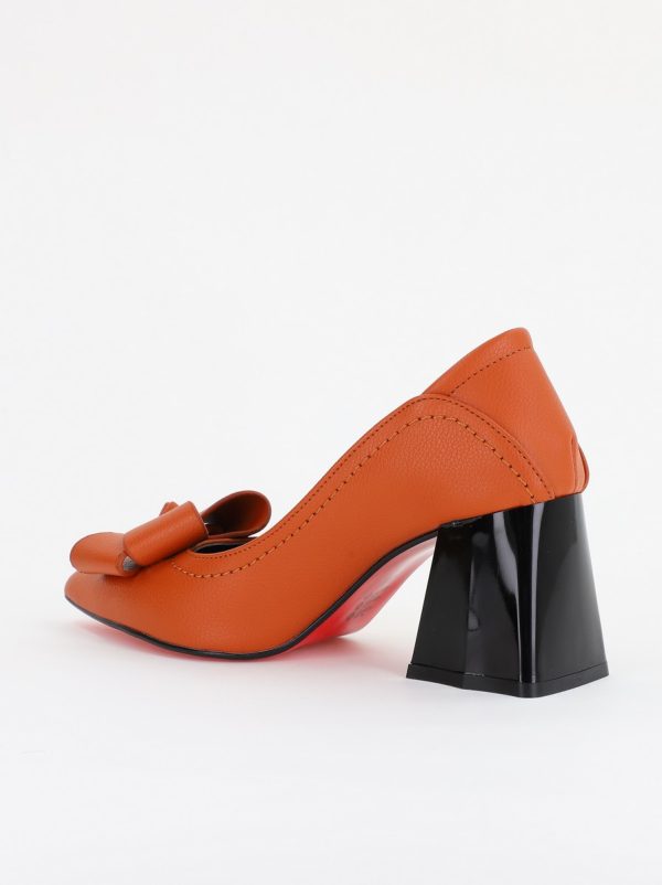 Pantofi Damă cu Toc din Piele Ecologică cu fundiță maro(BS2000D2401601) 121