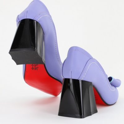 Pantofi Damă cu Toc din Piele Ecologică cu fundiță mov (BS2000D2401595)
