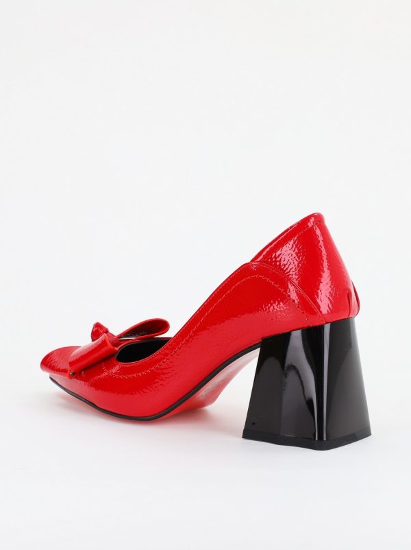 Pantofi Damă cu Toc din Piele Ecologică cu fundiță roșu lucios (BS2000D2401592) 122