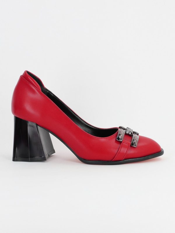 Pantofi Dama cu Toc din Piele Ecologica Roșu - BS680PT2401570 121